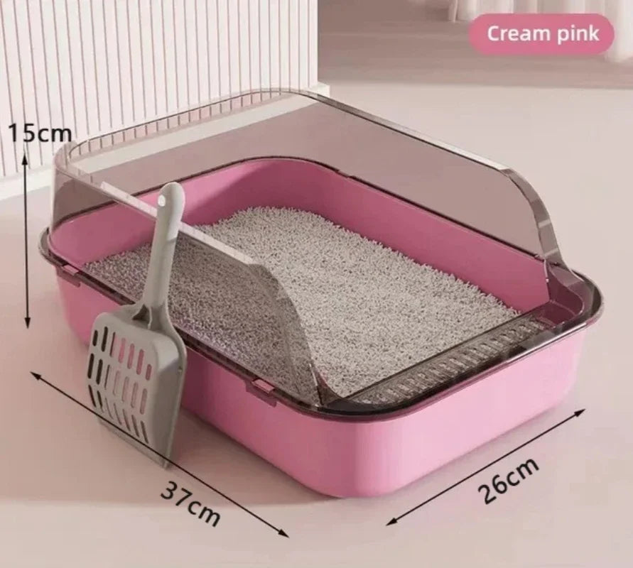 Cat Litter Box (Semi-enclosed & Splashproof) Cat Tray, Kitty Toilet