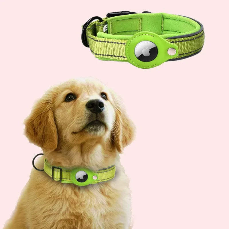 AirTag Dog Collars, Reflective Dog Collars, Padded Dog Collars, AirTag Holder Collars, Adjustable Pet Collars for Small Medium & Large Dogs