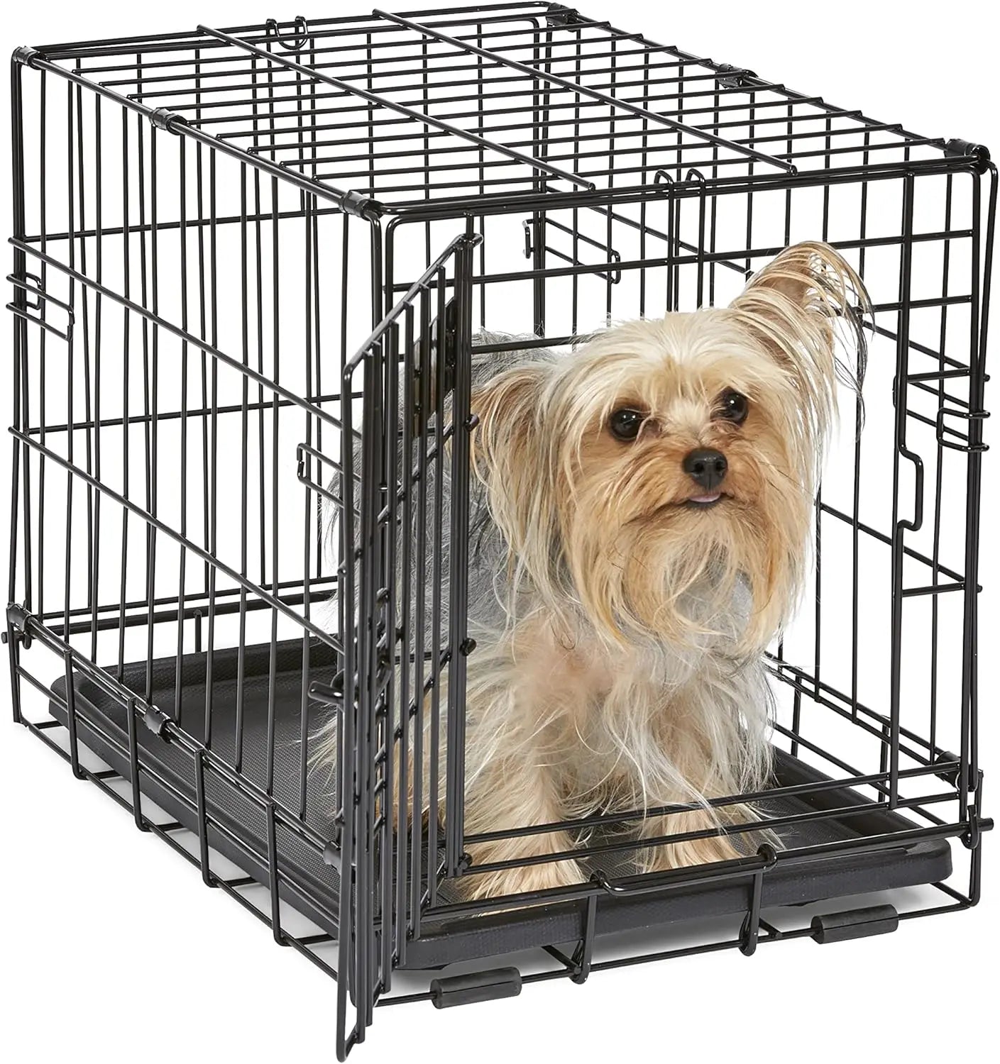 Dog Crate with Divider Panel, Leak-Proof Tray & Secure Latches – Metal Wire Kennel for Small Breeds