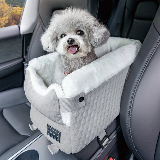 Dog Car Seats for Small Dogs,Washable Cushion, Small Dog Car Seat with Upgraded Safety Tethers, Center Console Dog Car Seat (Light Grey)