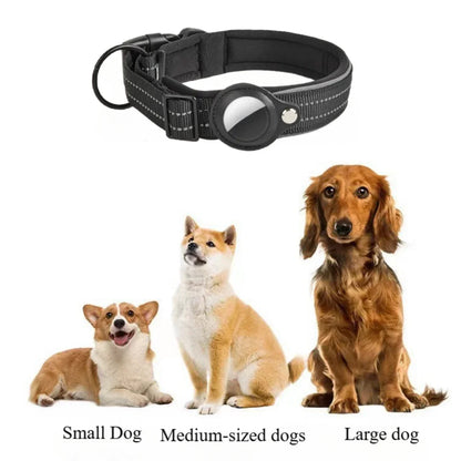 AirTag Dog Collars, Reflective Dog Collars, Padded Dog Collars, AirTag Holder Collars, Adjustable Pet Collars for Small Medium & Large Dogs