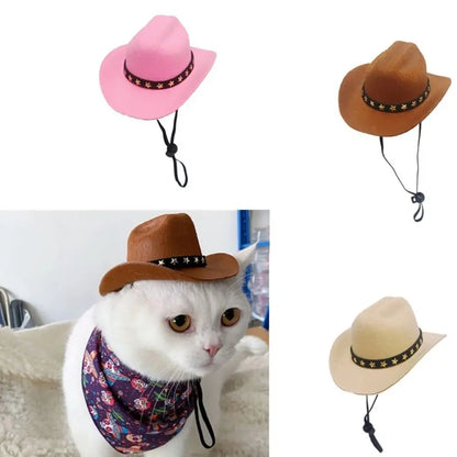 Adjustable Funny Pet Dog Hat Outdoor Summer Pet Accessories Dogs Cats Headwear Cowboy Hats Dog Cat