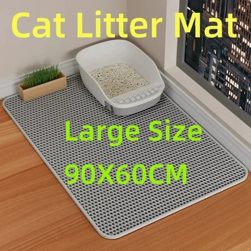 90x60CM Large Cat Litter Mat Waterproof Double Layer Non Slip Litter Box Tray Pad Washable Durable Pet Toilet Training Mat