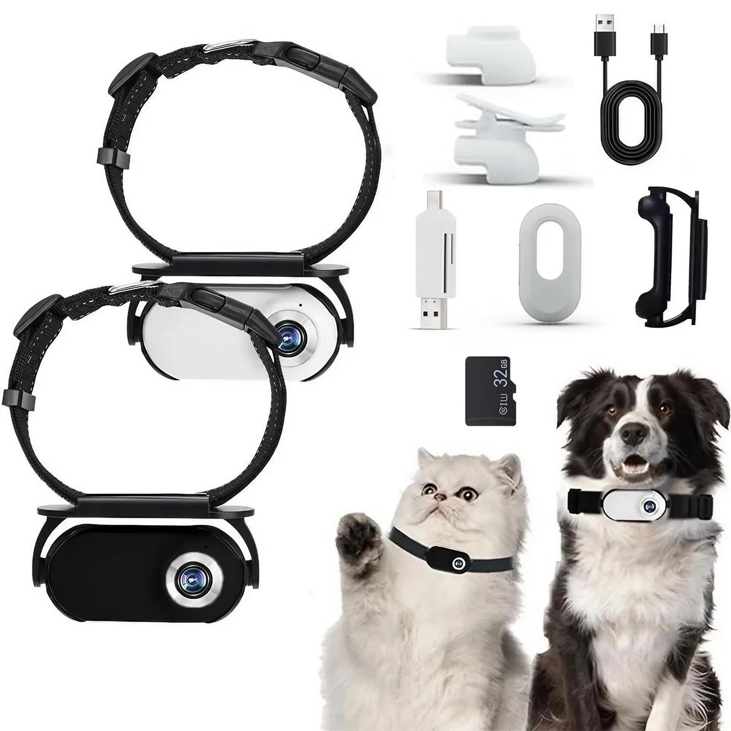 Camera Collar Wireless Mini Body Cam for Dogs Cats Indoor Outdoor Sports Action Video Recording