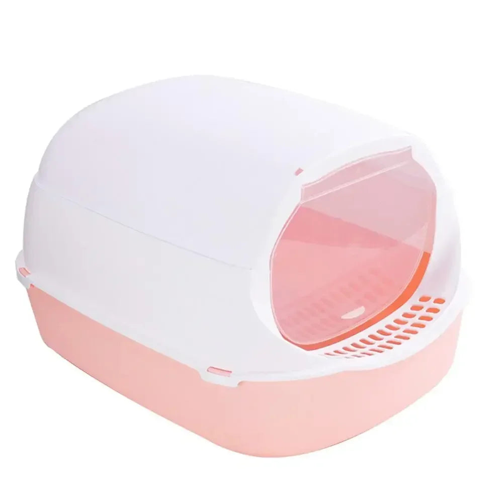 Cat Litter Box (Semi-enclosed & Splashproof) Cat Tray, Kitty Toilet