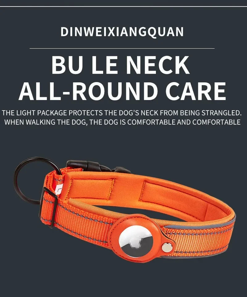 AirTag Dog Collars, Reflective Dog Collars, Padded Dog Collars, AirTag Holder Collars, Adjustable Pet Collars for Small Medium & Large Dogs