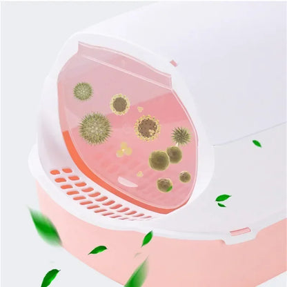 Cat Litter Box (Semi-enclosed & Splashproof) Cat Tray, Kitty Toilet