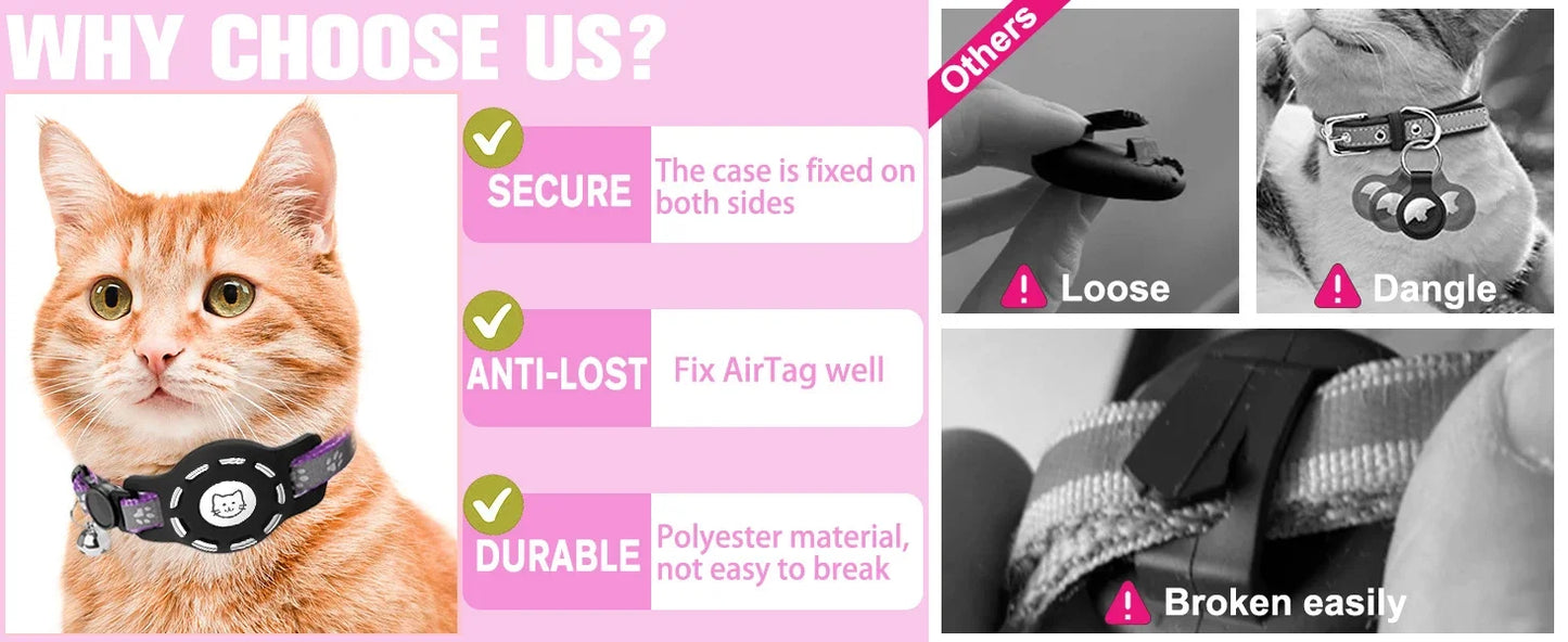 AirTag Cat Collar with Bells