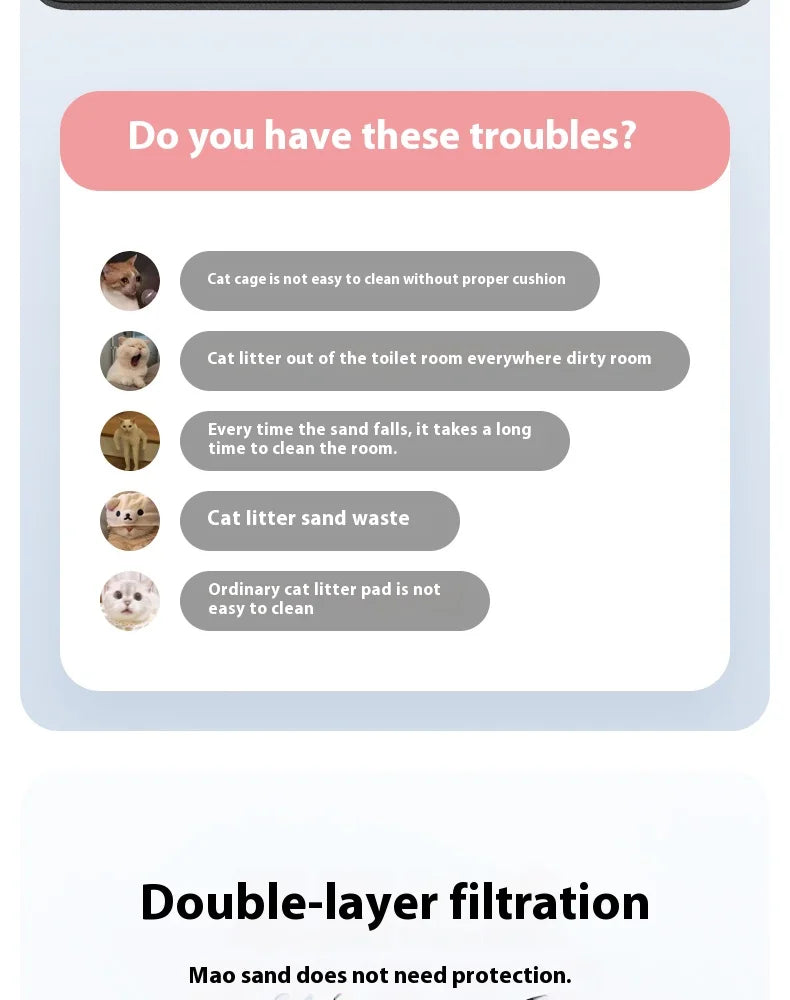 90x60CM Large Cat Litter Mat Waterproof Double Layer Non Slip Litter Box Tray Pad Washable Durable Pet Toilet Training Mat