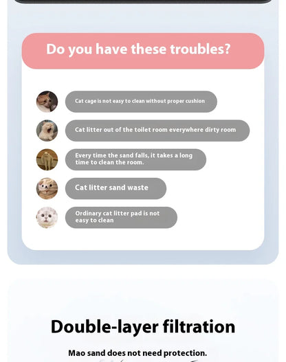 90x60CM Large Cat Litter Mat Waterproof Double Layer Non Slip Litter Box Tray Pad Washable Durable Pet Toilet Training Mat