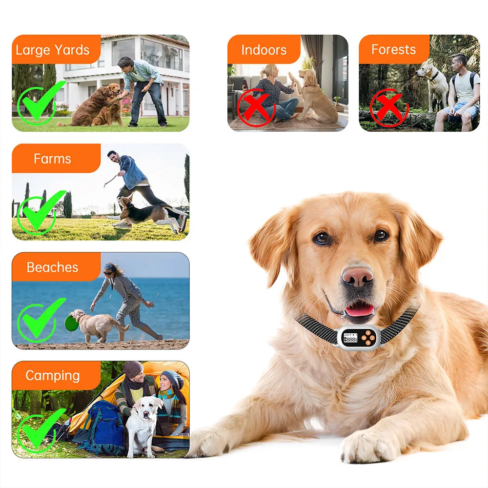 Dog Smart Training Collar GPS Electronic Fence Pet Outdoor Wireless Dog Collars High Accuracy Waterproof Dog Accessories
