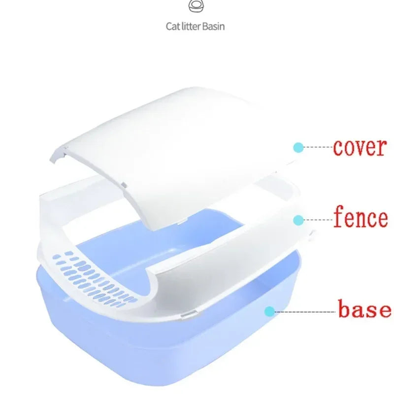 Cat Litter Box (Semi-enclosed & Splashproof) Cat Tray, Kitty Toilet