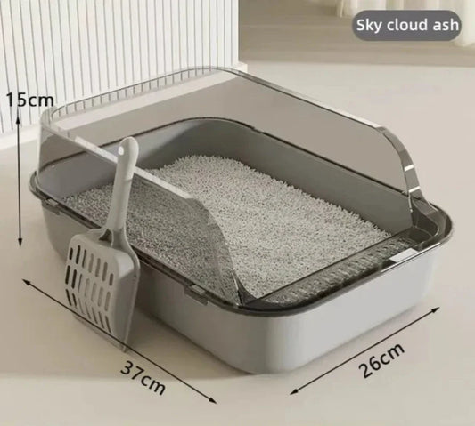 Cat Litter Box (Semi-enclosed & Splashproof) Cat Tray, Kitty Toilet