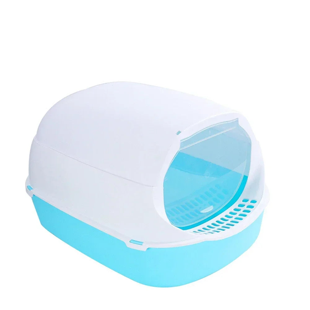 Cat Litter Box (Semi-enclosed & Splashproof) Cat Tray, Kitty Toilet