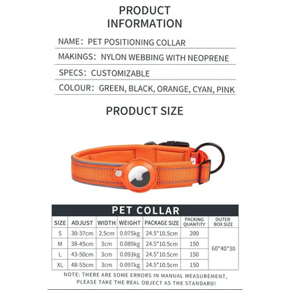 AirTag Dog Collars, Reflective Dog Collars, Padded Dog Collars, AirTag Holder Collars, Adjustable Pet Collars for Small Medium & Large Dogs