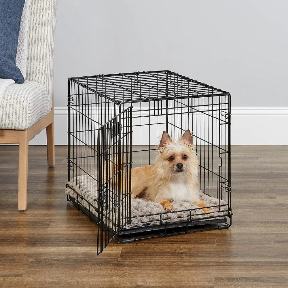 Dog Crate with Divider Panel, Leak-Proof Tray & Secure Latches – Metal Wire Kennel for Small Breeds