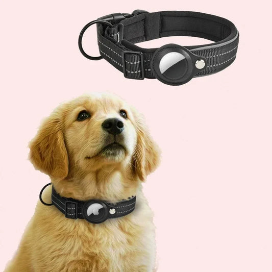 AirTag Dog Collars, Reflective Dog Collars, Padded Dog Collars, AirTag Holder Collars, Adjustable Pet Collars for Small Medium & Large Dogs