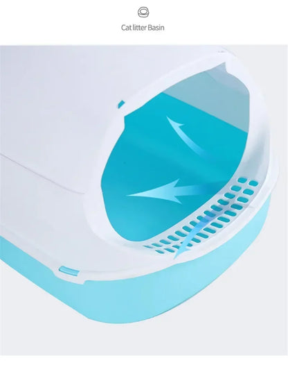 Cat Litter Box (Semi-enclosed & Splashproof) Cat Tray, Kitty Toilet