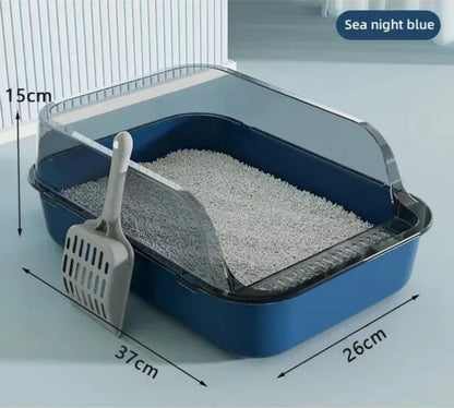 Cat Litter Box (Semi-enclosed & Splashproof) Cat Tray, Kitty Toilet