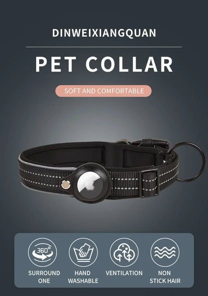 AirTag Dog Collars, Reflective Dog Collars, Padded Dog Collars, AirTag Holder Collars, Adjustable Pet Collars for Small Medium & Large Dogs