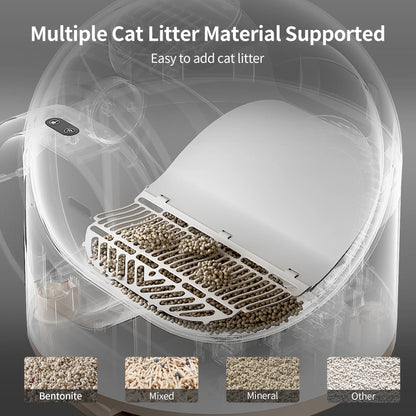 Litter Box,Self Cleaning Cat Litter Box , Smart Automatic Litter Box with Wifi APP Control, 69L Large Capacity with Extra Thick Waste Bags, Brown
